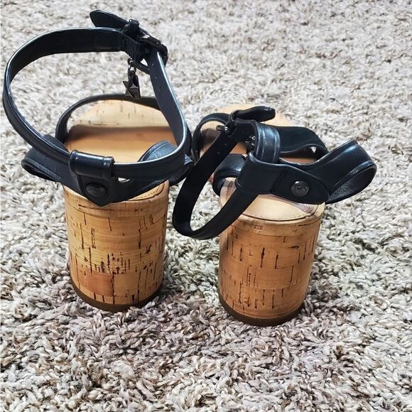 Coach Black Suede & Leather Cork Heels - Picture 4 of 7